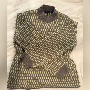 Theory Two-Tone Plaited Cashmere Sweater, Size S, Like New
